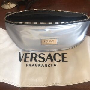 Versace Silver Metallic Belt Bag